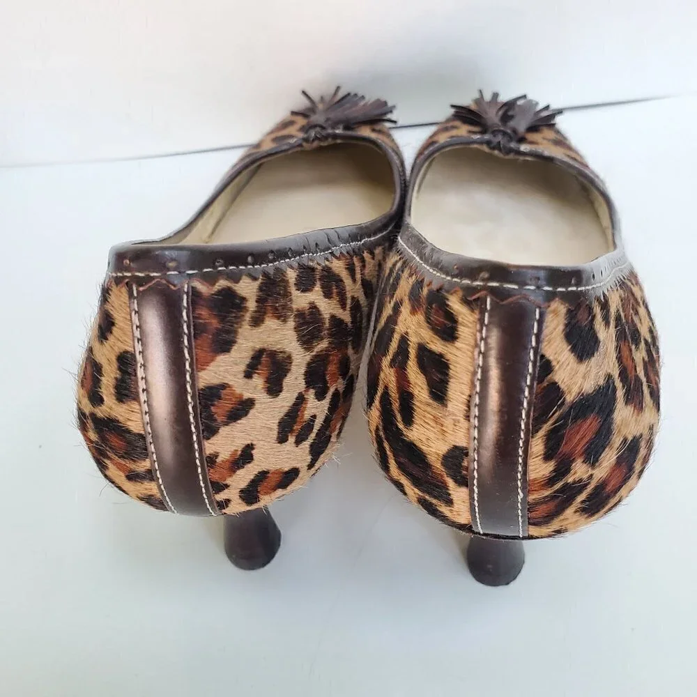 Circa Joan And David Leopard Calf Hair Kitten Heel Pumps Size 7M